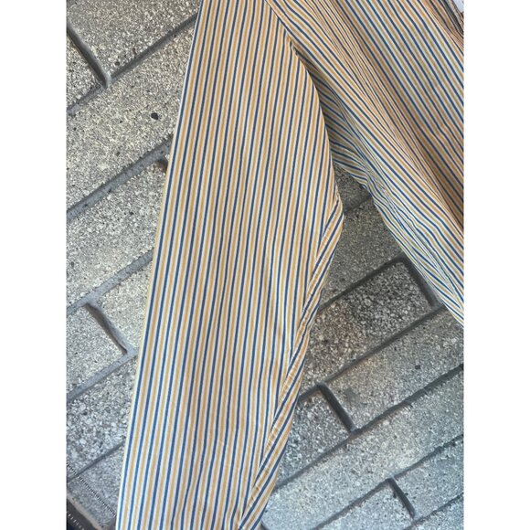J.Crew Mens Secret Wash Shirt L Striped Yellow/Blue Stretch Long Sleeve Button-U - Picture 3 of 7